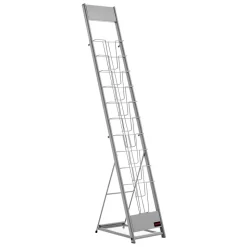 VEVOR Brochure Display Rack, 10 Pockets Magazine Literature Display Stand, Portable Floor Standing Magazine Rack, Metal Newspaper Catalog Holders for Shop, Exhibitions, Office, Trade Show, Silver