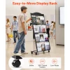 VEVOR Brochure Display Rack, 4-Tier Magazine Literature Display Stand with Wheels, Movable Floor Standing Magazine Rack, Heavy Duty Newspaper Catalog Holders for Shop Exhibitions Office Craft Fairs