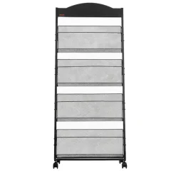 VEVOR Brochure Display Rack, 4-Tier Magazine Literature Display Stand with Wheels, Movable Floor Standing Magazine Rack, Heavy Duty Newspaper Catalog Holders for Shop Exhibitions Office Craft Fairs