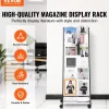 VEVOR Brochure Display Rack, 6-Tier Magazine Literature Display Stand, Floor Standing Magazine Rack Newspaper Catalog Holders, Movable with 4 Wheels (2 Lockable) for Shop Exhibitions Office, 6 Pockets