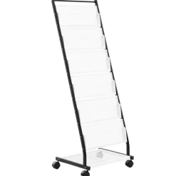VEVOR Brochure Display Rack, 6-Tier Magazine Literature Display Stand, Floor Standing Magazine Rack Newspaper Catalog Holders, Movable with 4 Wheels (2 Lockable) for Shop Exhibitions Office, 6 Pockets