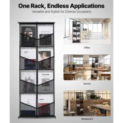 VEVOR Brochure Display Stand, 4-Tier 8 Pockets Mesh Literature Display Holder, Floor Standing Magazine Newspaper Catalog Rack, Lightweight and Portable with Carrying Bag for Shop Exhibitions Office