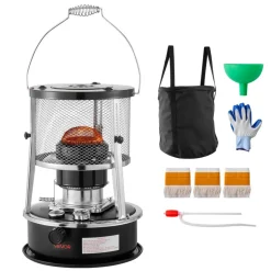 VEVOR 9000 BTU Portable Kerosene Heater & Stove, 2 in 1 Non-Electric Indoor Outdoor Heater with Adjustable Height & Flame & Easy Storage,for Camping, Hunting, Cooking, Home, Garage, Black
