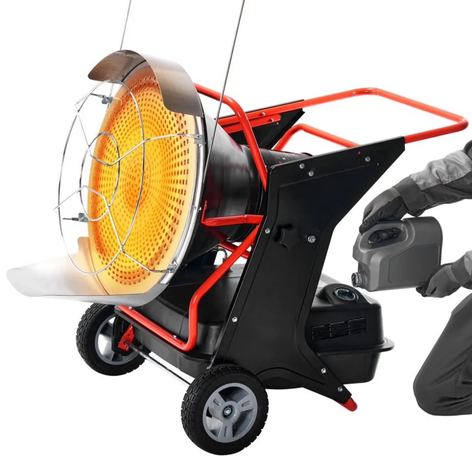 VEVOR 125000 BTU Radiant Kerosene Diesel Heater, Portable Industrial Space Heater with Adjustable Temp & Wheels, Ideal for Jobsite/Garage/Warehouse/Workshop Construction Heating,Black