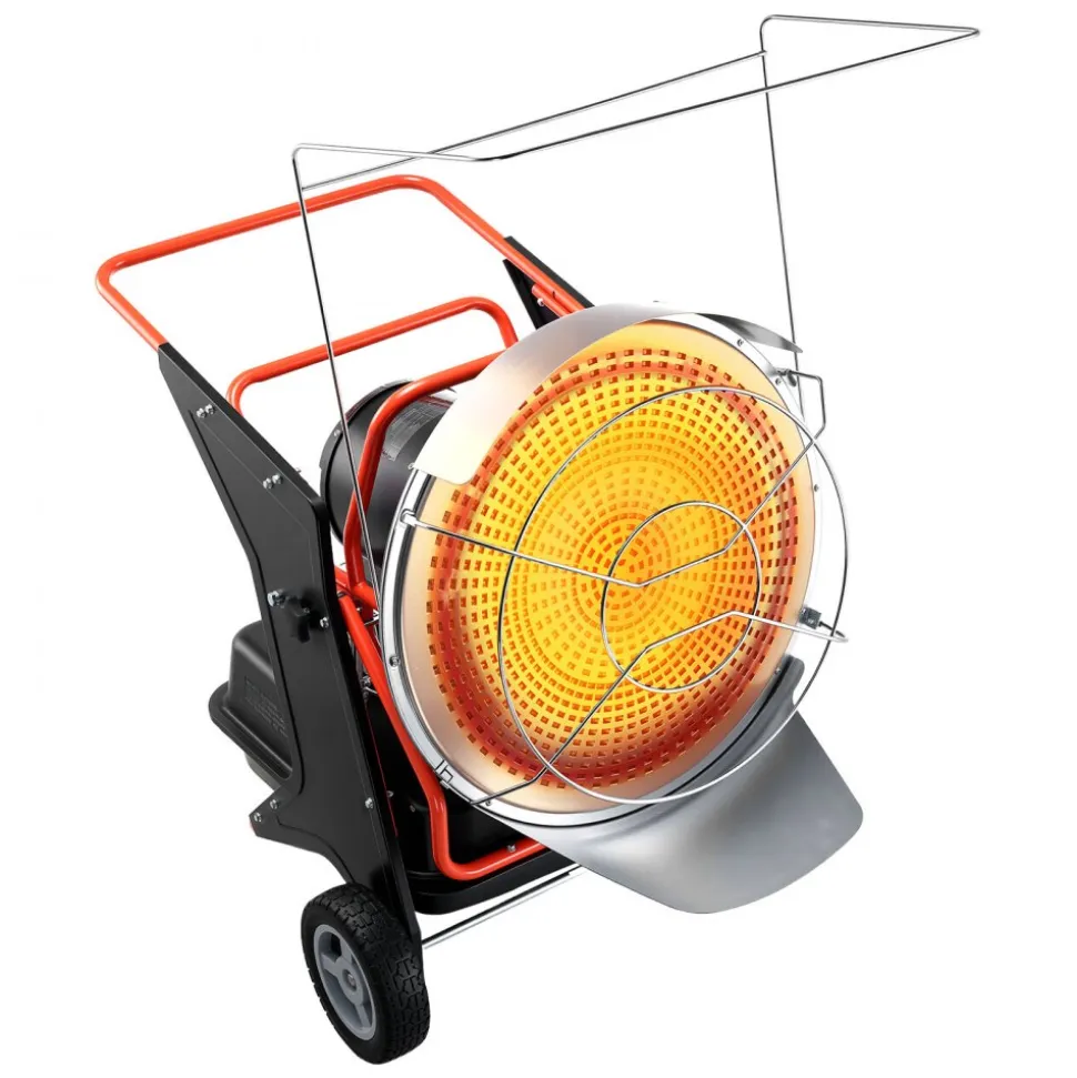 VEVOR 125000 BTU Radiant Kerosene Diesel Heater, Portable Industrial Space Heater with Adjustable Temp & Wheels, Ideal for Jobsite/Garage/Warehouse/Workshop Construction Heating,Black