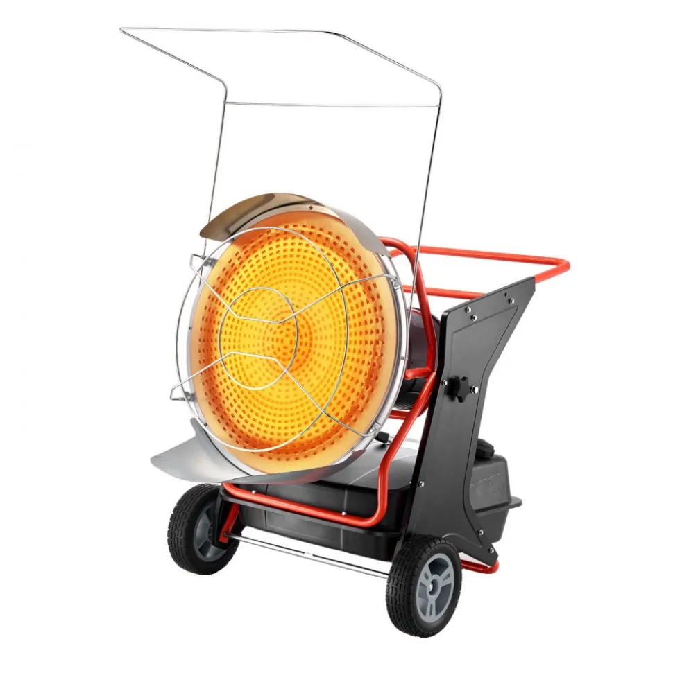 VEVOR 125000 BTU Radiant Kerosene Diesel Heater, Portable Industrial Space Heater with Adjustable Temp & Wheels, Ideal for Jobsite/Garage/Warehouse/Workshop Construction Heating,Black