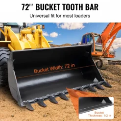 VEVOR Bucket Tooth Bar, 72'', Heavy Duty Tractor Bucket 9 Teeth Bar for Loader Tractor Skidsteer, 4560 lbs Load-Bearing Capacity Bolt On Design, for Efficient Soil Excavation and Bucket Protection