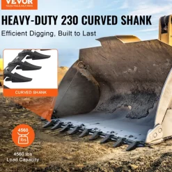 VEVOR Bucket Tooth Bar, 72'', Heavy Duty Tractor Bucket 9 Teeth Bar for Loader Tractor Skidsteer, 4560 lbs Load-Bearing Capacity Bolt On Design, for Efficient Soil Excavation and Bucket Protection