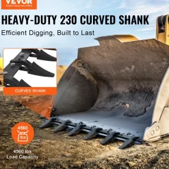 VEVOR Bucket Tooth Bar, 48'', Heavy Duty Tractor Bucket 6 Teeth Bar for Loader Tractor Skidsteer, 4560 lbs Load-Bearing Capacity Bolt On Design, for Efficient Soil Excavation and Bucket Protection