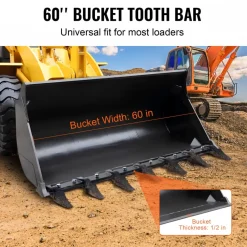 VEVOR Bucket Tooth Bar, 60'', Heavy Duty Tractor Bucket 7 Teeth Bar for Loader Tractor Skidsteer, 4560 lbs Load-Bearing Capacity Bolt On Design, for Efficient Soil Excavation and Bucket Protection