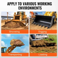 VEVOR Bucket Tooth Bar, 60'', Heavy Duty Tractor Bucket 7 Teeth Bar for Loader Tractor Skidsteer, 4560 lbs Load-Bearing Capacity Bolt On Design, for Efficient Soil Excavation and Bucket Protection