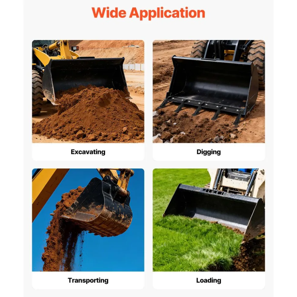 VEVOR Bucket Tooth Bar,45.2 in Heavy Duty 6 Teeth Tractor Bucket Bar for Tractor Loader Skidsteer, 4560 lbs Load Capacity, Bolt On Teeth Bars for Buckets Protection Efficient & Soil Excavation