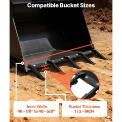 VEVOR Bucket Tooth Bar,45.2 in Heavy Duty 6 Teeth Tractor Bucket Bar for Tractor Loader Skidsteer, 4560 lbs Load Capacity, Bolt On Teeth Bars for Buckets Protection Efficient & Soil Excavation
