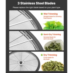 VEVOR Bud Leaf Bowl Trimmer, 24 in Manual Bud Trimmer, with Sharp Stainless Steel Blades, Visual Cutting, Wet & Dry Hydroponic Cutting Machine, Twisted Spin Cut for Plants Leaves Buds Flowers
