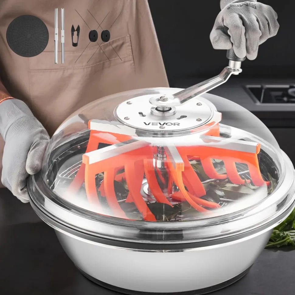 VEVOR Bud Leaf Bowl Trimmer, 16 in Manual Bud Trimmer, with Sharp Stainless Steel Blades, Visual Cutting, Wet & Dry Hydroponic Cutting Machine, Twisted Spin Cut for Plants Leaves Buds Flowers