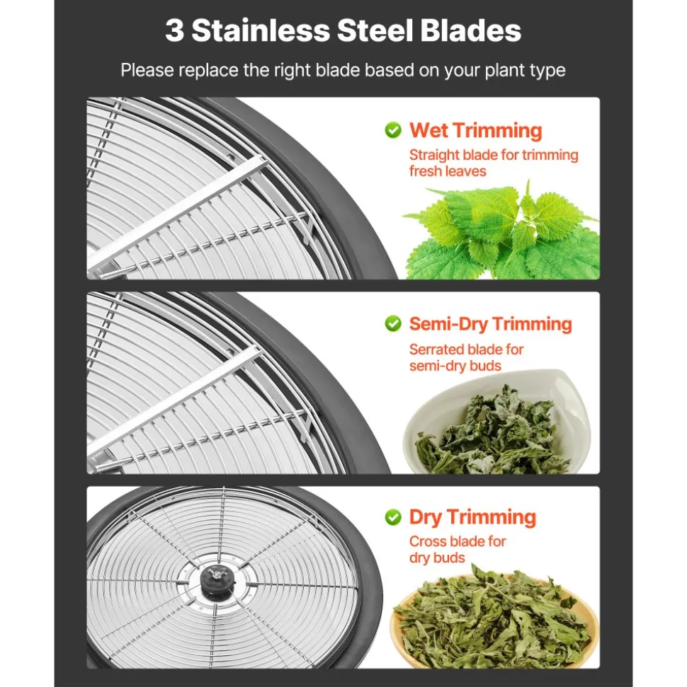 VEVOR Bud Leaf Bowl Trimmer, 16 in Manual Bud Trimmer, with Sharp Stainless Steel Blades, Visual Cutting, Wet & Dry Hydroponic Cutting Machine, Twisted Spin Cut for Plants Leaves Buds Flowers