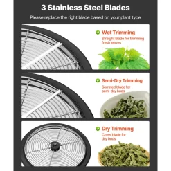 VEVOR Bud Leaf Bowl Trimmer, 13 in Manual Bud Trimmer, with Sharp Stainless Steel Blades, Visual Cutting, Wet & Dry Hydroponic Cutting Machine, Twisted Spin Cut for Plants Leaves Buds Flowers