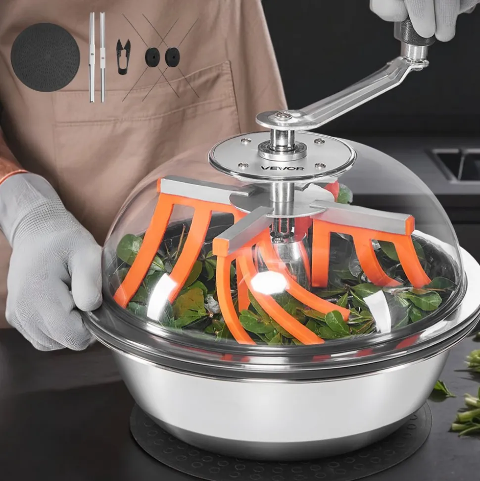 VEVOR Bud Leaf Bowl Trimmer, 13 in Manual Bud Trimmer, with Sharp Stainless Steel Blades, Visual Cutting, Wet & Dry Hydroponic Cutting Machine, Twisted Spin Cut for Plants Leaves Buds Flowers