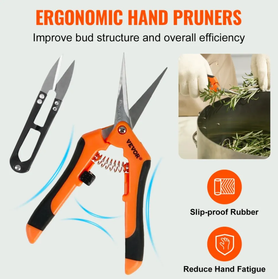 VEVOR Bud Leaf Trimmer, 16 inch Stainless Steel Manual Bud Trimmer Machine, with Clear PET Cover for Visual Cutting, Hand Pruners Included, for Cutting Leaves, Buds, Flowers, Hydroponic Plants
