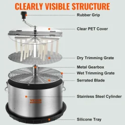 VEVOR Bud Leaf Trimmer, 16 inch Stainless Steel Manual Bud Trimmer Machine, with Clear PET Cover for Visual Cutting, Hand Pruners Included, for Cutting Leaves, Buds, Flowers, Hydroponic Plants