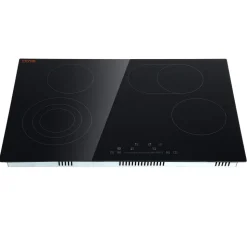 VEVOR Built in Electric Stove Top, 30.3 x 20.5 inch 4 Burners, 240V Glass Radiant Cooktop with Sensor Touch Control, Timer & Child Lock Included, 9 Power Levels for Simmer Steam Slow Cook Fry