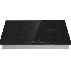 VEVOR Built in Electric Stove Top, 23.2 x 20.5 inch 4 Burners, 240V Glass Radiant Cooktop with Sensor Touch Control, Timer & Child Lock Included, 9 Power Levels for Simmer Steam Slow Cook Fry