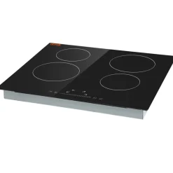VEVOR Built in Electric Stove Top, 23.2 x 20.5 inch 4 Burners, 240V Glass Radiant Cooktop with Sensor Touch Control, Timer & Child Lock Included, 9 Power Levels for Simmer Steam Slow Cook Fry