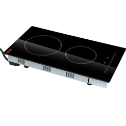 VEVOR Built in Electric Stove Top, 20 x 11.6 inch 2 Burners, 240V Glass Radiant Cooktop with Sensor Touch Control, Timer & Child Lock Included, 9 Power Levels for Simmer Steam Slow Cook Fry