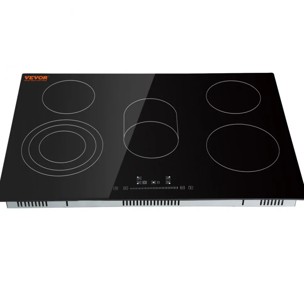 VEVOR Built in Electric Stove Top, 30.3 x 20.5 inch 5 Burners, 240V Glass Radiant Cooktop with Sensor Touch Control, Timer & Child Lock Included, 9 Power Levels for Simmer Steam Slow Cook Fry