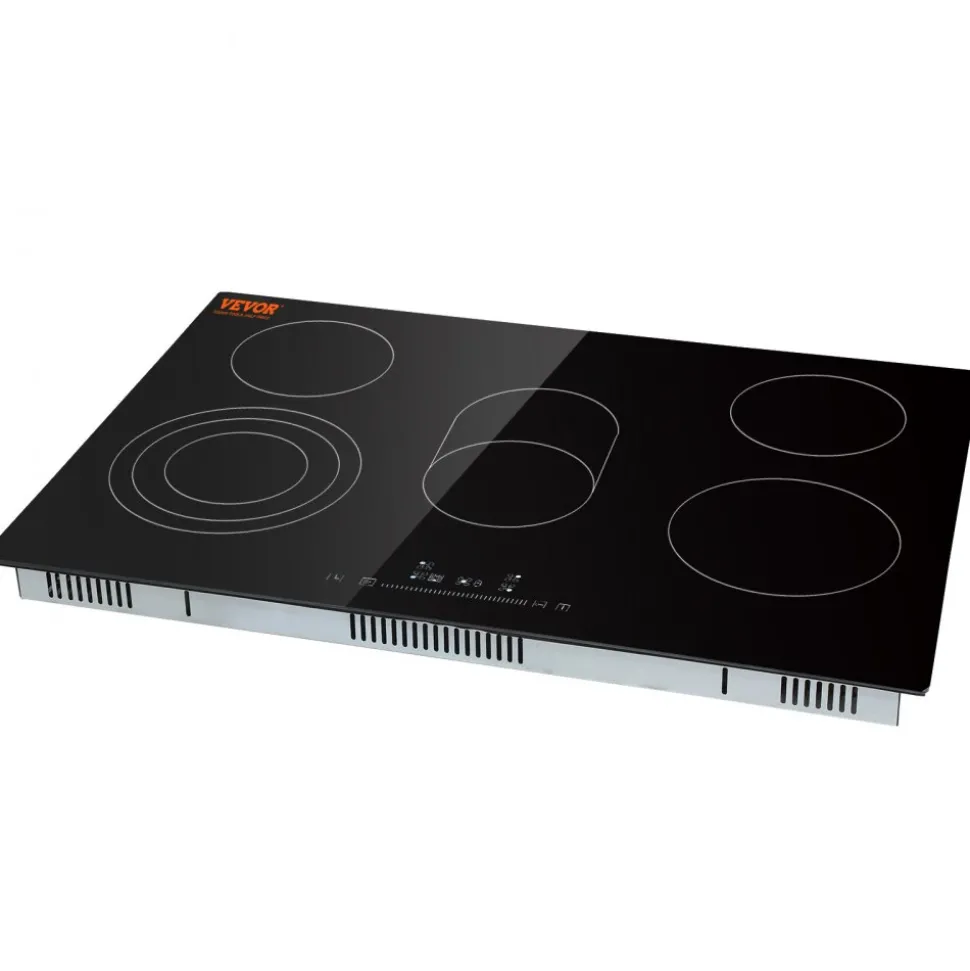 VEVOR Built in Electric Stove Top, 30.3 x 20.5 inch 5 Burners, 240V Glass Radiant Cooktop with Sensor Touch Control, Timer & Child Lock Included, 9 Power Levels for Simmer Steam Slow Cook Fry