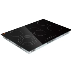 VEVOR Built in Electric Stove Top, 30.3 x 20.5 inch 5 Burners, 240V Glass Radiant Cooktop with Sensor Touch Control, Timer & Child Lock Included, 9 Power Levels for Simmer Steam Slow Cook Fry