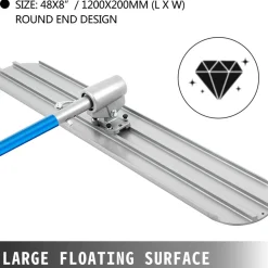 VEVOR Bull Float Magnesium Concrete Float 48 x 8" Round End Concrete Float Tool Cement Tool Bull Concrete Kit Bull Float with 4 Float Handle Bull Float Bracket Concrete Tools Finishing Bull Float