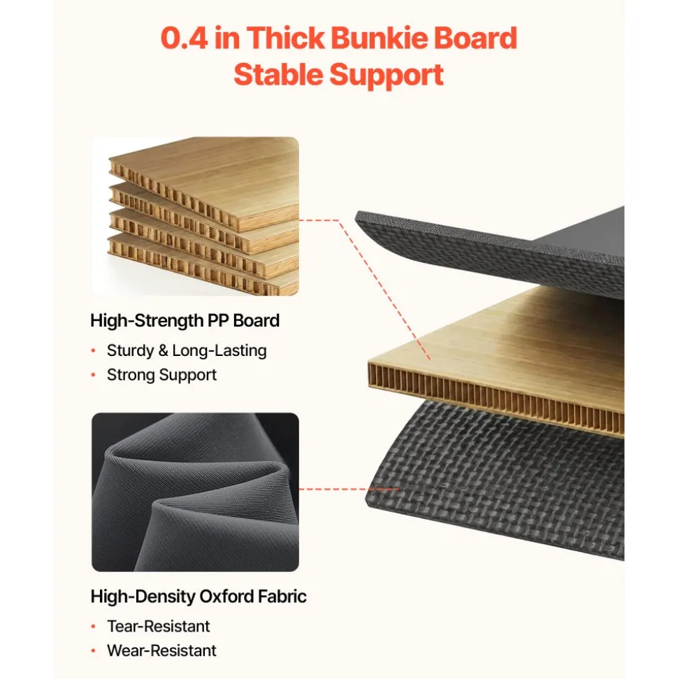 VEVOR Bunkie Board, Cal King Size 72.4 x 83.8 in, Foldable Bed Board Under Mattress with Hook-and-Loop Straps, PP Core with 600D Oxford Fabric, Anti-Sag for Metal Frames, Bunk Beds, and Sleeper Sofas