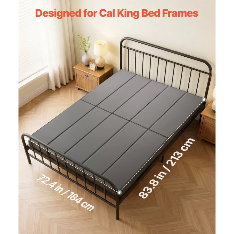 VEVOR Bunkie Board, Cal King Size 72.4 x 83.8 in, Foldable Bed Board Under Mattress with Hook-and-Loop Straps, PP Core with 600D Oxford Fabric, Anti-Sag for Metal Frames, Bunk Beds, and Sleeper Sofas