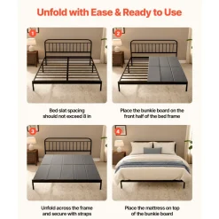 VEVOR Bunkie Board, Cal King Size 72.4 x 83.8 in, Foldable Bed Board Under Mattress with Hook-and-Loop Straps, PP Core with 600D Oxford Fabric, Anti-Sag for Metal Frames, Bunk Beds, and Sleeper Sofas