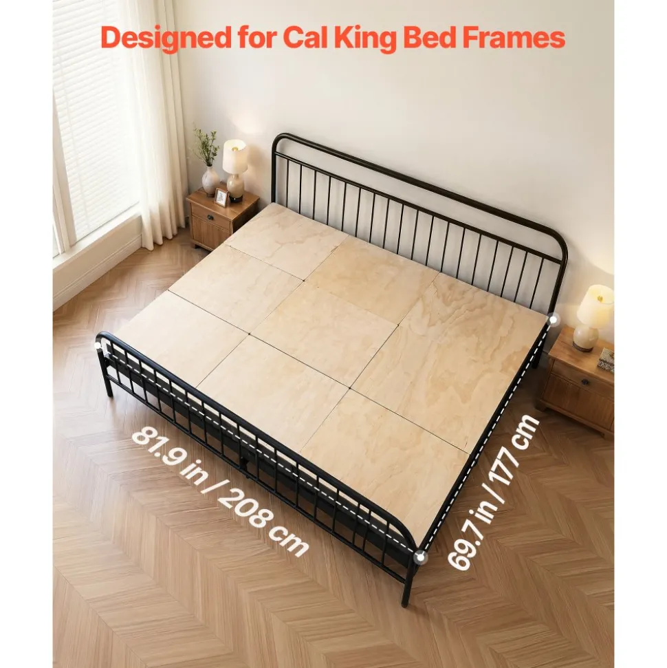 VEVOR Bunkie Board, Cal King 69.7 x 81.9 in, Foldable Bed Board Under Mattress with Nylon Webbing, Plywood, Rounded Edges, Anti-Sag Design for Metal Frames, Sleeper Sofas, Platform and Bunk Beds