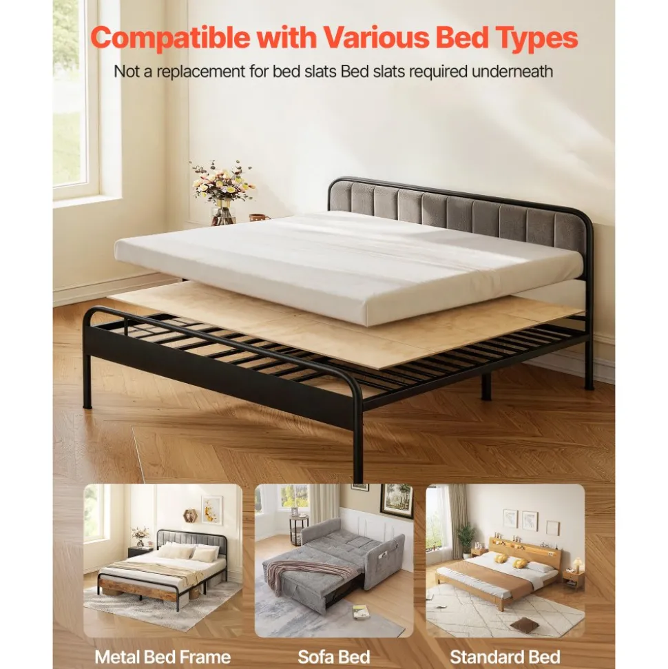 VEVOR Bunkie Board, Cal King 69.7 x 81.9 in, Foldable Bed Board Under Mattress with Nylon Webbing, Plywood, Rounded Edges, Anti-Sag Design for Metal Frames, Sleeper Sofas, Platform and Bunk Beds