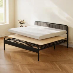 VEVOR Bunkie Board, Cal King 69.7 x 81.9 in, Foldable Bed Board Under Mattress with Nylon Webbing, Plywood, Rounded Edges, Anti-Sag Design for Metal Frames, Sleeper Sofas, Platform and Bunk Beds