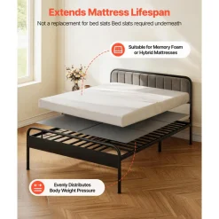 VEVOR Bunkie Board, Full Size 75.6 x 54.3 in, Foldable Bed Board Under Mattress with Hook-and-Loop Straps, PP Core with 600D Oxford Fabric, Anti-Sag for Metal Frames, Bunk Beds, and Sleeper Sofas
