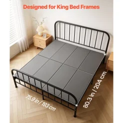 VEVOR Bunkie Board, King Size 80.3 x 75.9 in, Foldable Bed Board Under Mattress with Hook-and-Loop Straps, PP Core with 600D Oxford Fabric, Anti-Sag for Metal Frames, Bunk Beds, and Sleeper Sofas