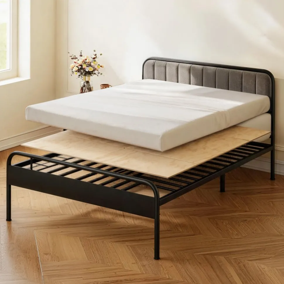 VEVOR Bunkie Board, King Size 76.8 x 70.1 in, Foldable Bed Board Under Mattress with Nylon Webbing, Plywood, Rounded Edges, Anti-Sag Design for Metal Frames, Sleeper Sofas, Platform and Bunk Beds