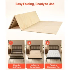 VEVOR Bunkie Board, Queen Size 76.8 x 58.3 in, Foldable Bed Board Under Mattress with Nylon Webbing, Plywood, Rounded Edges, Anti-Sag Design for Metal Frames, Sleeper Sofas, Platform and Bunk Beds