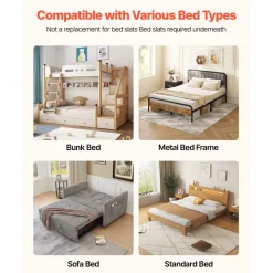 VEVOR Bunkie Board, Queen Size 80.3 x 60.2 in, Foldable Bed Board Under Mattress with Hook-and-Loop Straps, PP Core with 600D Oxford Fabric, Anti-Sag for Metal Frames, Bunk Beds, and Sleeper Sofas