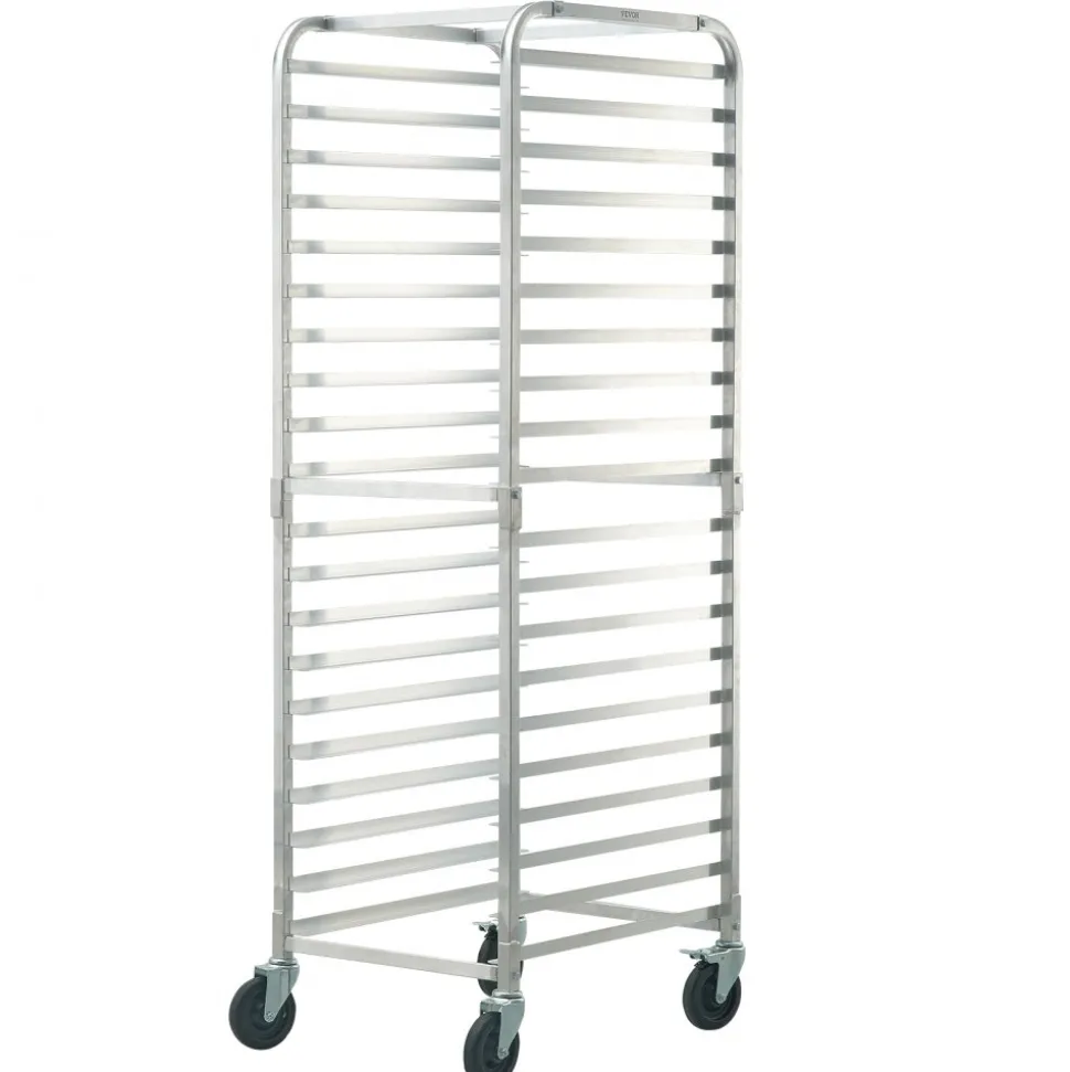 VEVOR Bun Pan Rack, 20-Tier Commercial Bakery Racks with Brake Wheels, Aluminum Racking Trolley Storage for Half & Full Sheet, Speed Rack For Kitchen Home, Bread Baking Equipment, 26"L x 20.4"W x 70"H