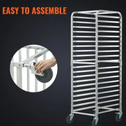 VEVOR Bun Pan Rack, 20-Tier Commercial Bakery Racks with Brake Wheels, Aluminum Racking Trolley Storage for Half & Full Sheet, Speed Rack For Kitchen Home, Bread Baking Equipment, 26