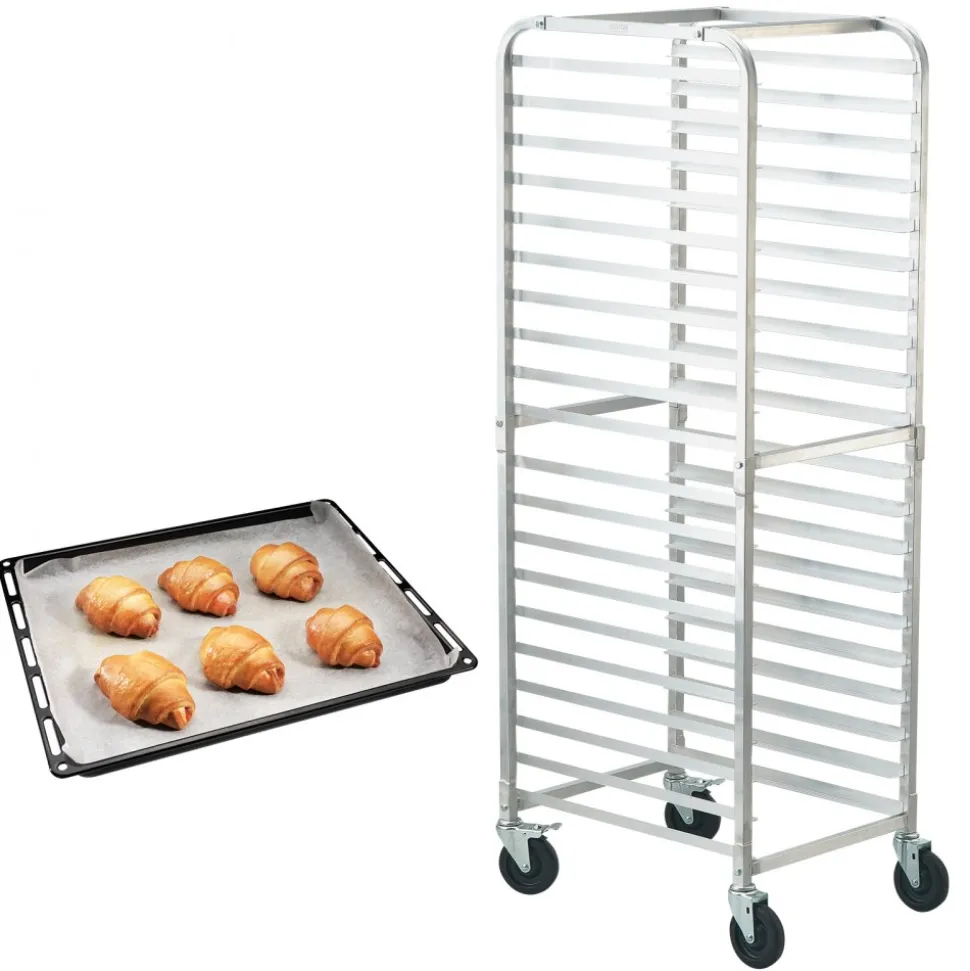 VEVOR Bun Pan Rack, 20-Tier Commercial Bakery Racks with Brake Wheels, Aluminum Racking Trolley Storage for Half & Full Sheet, Speed Rack For Kitchen Home, Bread Baking Equipment, 26"L x 20.4"W x 70"H