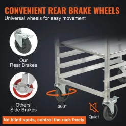 VEVOR Bun Pan Rack, 20-Tier Commercial Bakery Racks with Brake Wheels, Aluminum Racking Trolley Storage for Half & Full Sheet, Speed Rack For Kitchen Home, Bread Baking Equipment, 26