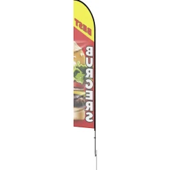 VEVOR Burger Restaurant Advertising Feather Flag with Pole Kit, Advertising Flags for Business Outside, Includes 1 Banner Flag, 1 Pole, 1 Ground Stake, Swooper Flag for Businesses 16.3 FT