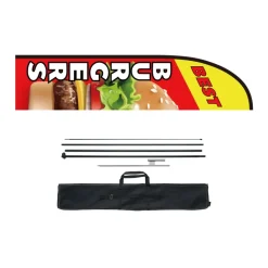 VEVOR Burger Restaurant Advertising Feather Flag with Pole Kit, Advertising Flags for Business Outside, Includes 1 Banner Flag, 1 Pole, 1 Ground Stake, Swooper Flag for Businesses 16.3 FT