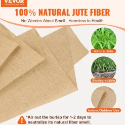 VEVOR Burlap Fabric Roll, 14 in x 30 ft & 50 x 50 High Density Wide Natural Burlap Fabric Rolls, Jute Fabric Burlap Tree Wrap Roll, for Decor, Crafts, Wedding, Gardening, Plant & Tree Winter Covering